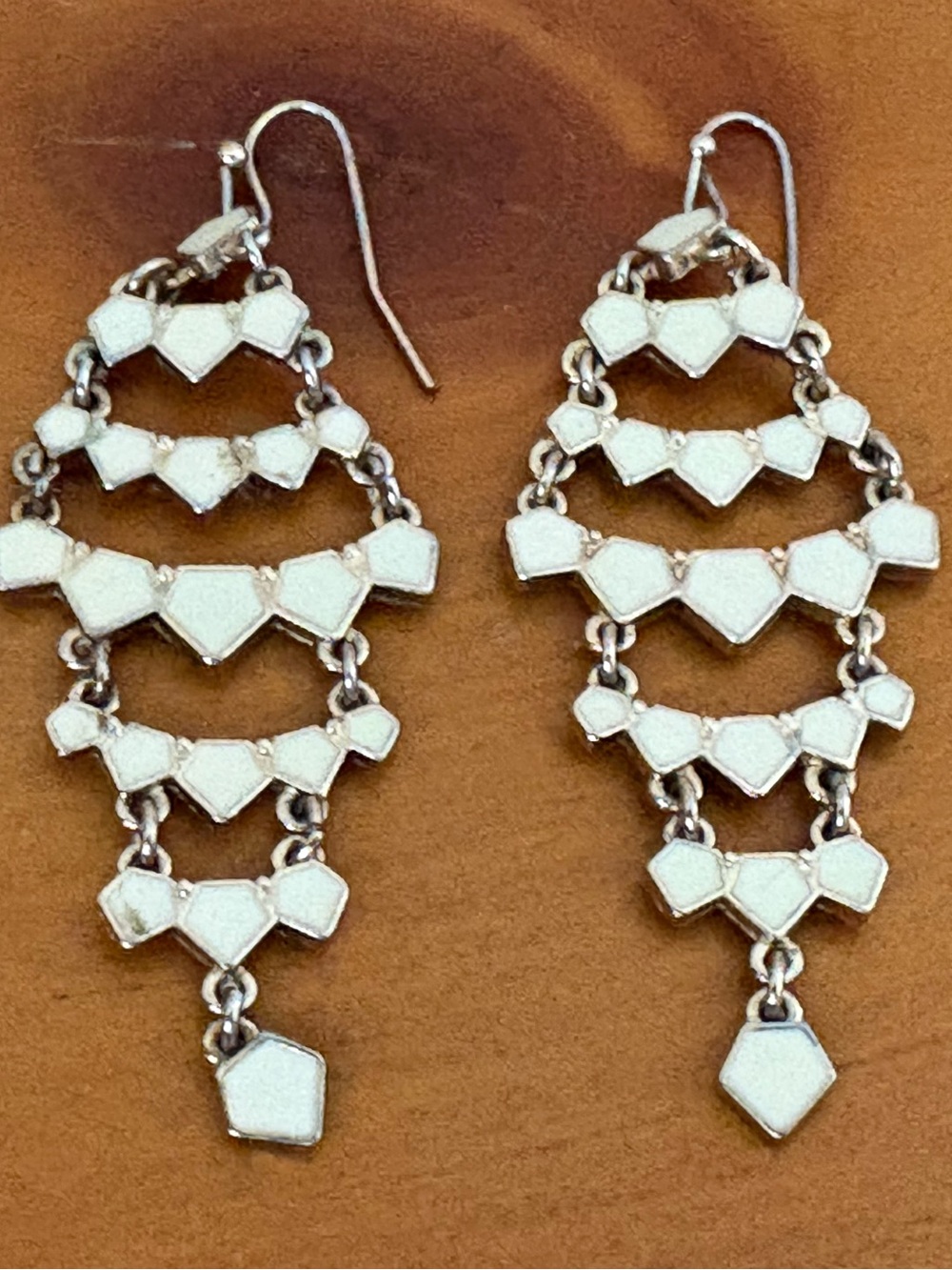 Women's cream and gold tone Dangle Chandelier Earrings